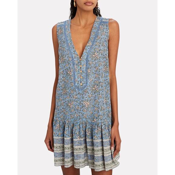 VERONICA BEARD Leanna Floral Cotton Shift Drop Waist Dress Nordstrom XS NWT $398